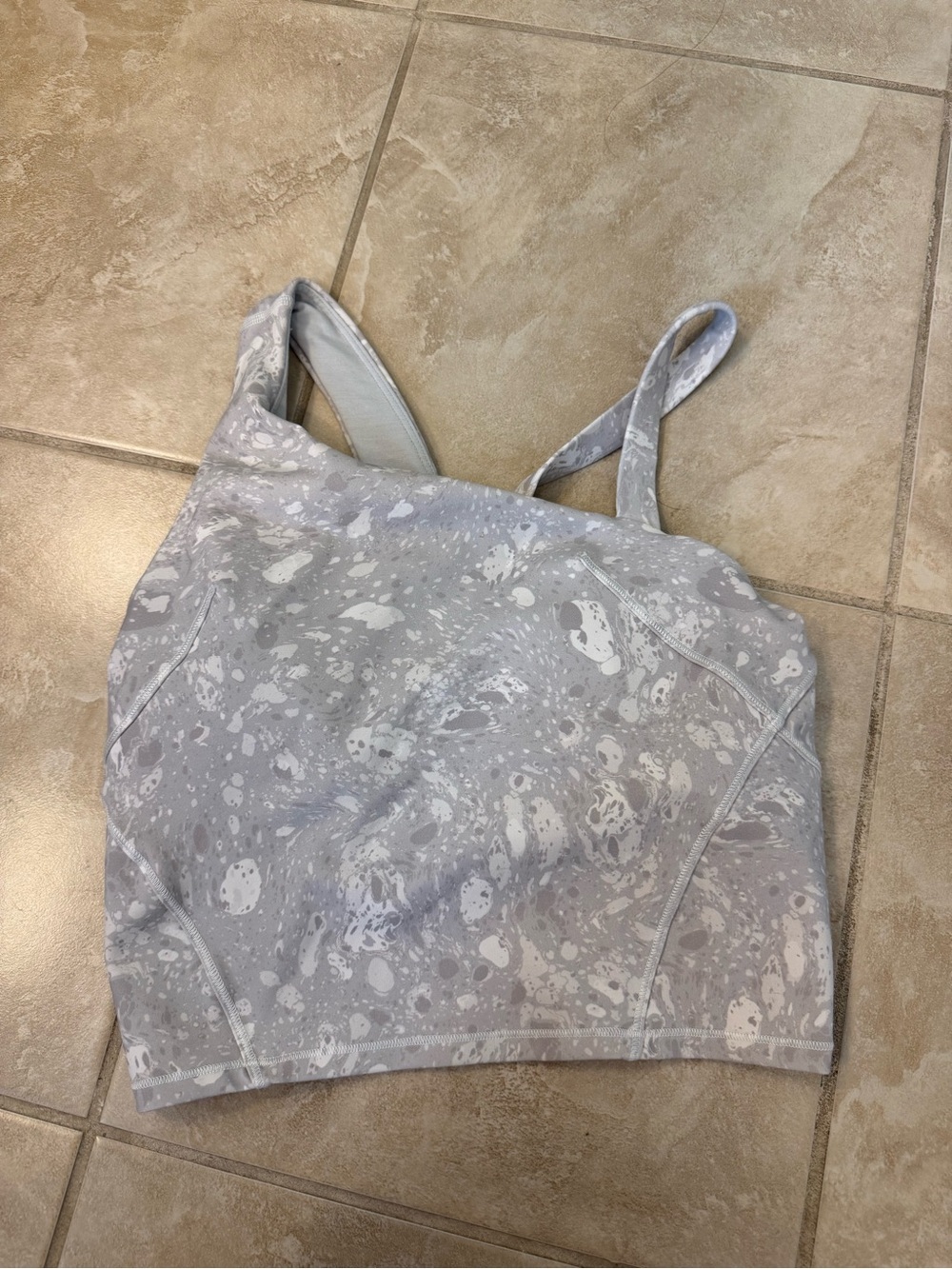 lululemon athletica Marble-Print Light Gray Crop Sports Bra